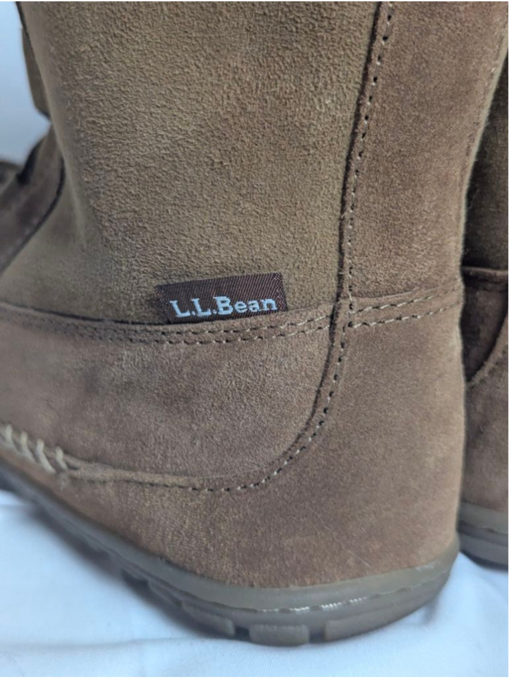 LL Bean Shearling Lined Suede Winter Boots Brown Lace Up Womens - Picture 4 of 7